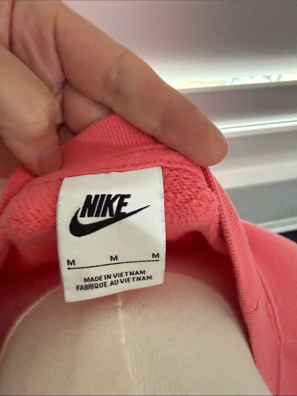 Nike Women's Coral Pink Crew Sweatshirt with White Logo